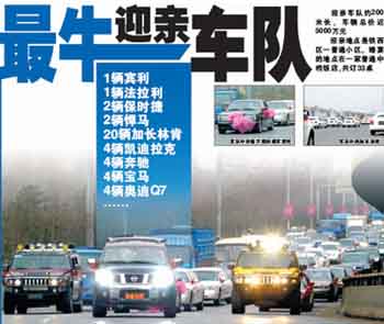 街头迎亲车队身价半亿保时捷悍马开道(组图)