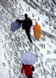 全国大范围雨雪影响春运(组图)