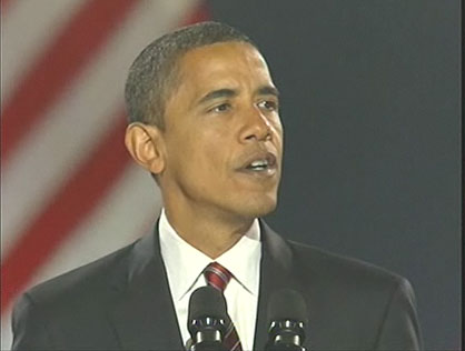 奥巴马发表获胜演说:美国的变革时代已到来_奥