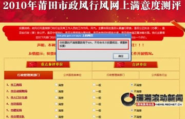 福建一政府网站民调不满意票不能超50%
