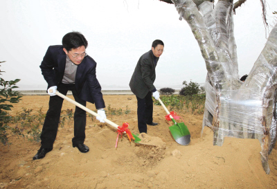 首页 新闻中心 温州 县市新闻 正文   蒋珍明,陈建明在植树   温州网