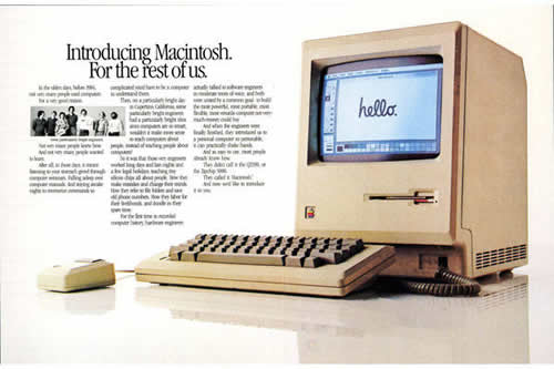 1984年的一个介绍macintosh的广告:一个活泼的hello
