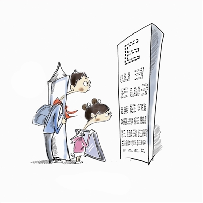 看电视玩手机忙学习 戴眼镜的年龄越来越小了