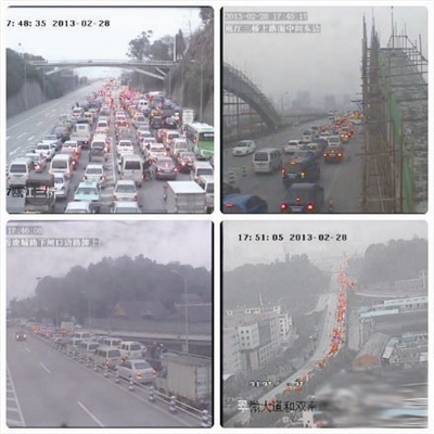 瓯江三桥堵成“停车场” 从黄龙到瓯北花了三小时