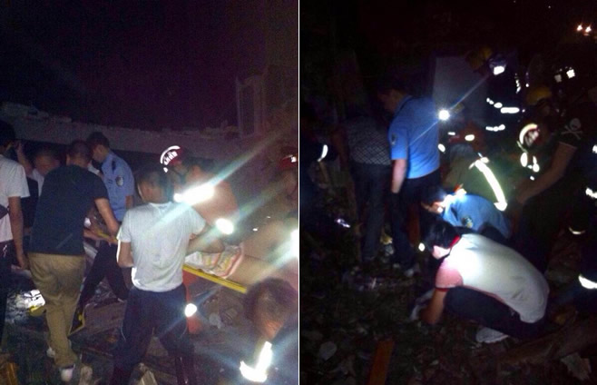 苍南煤气爆炸摧毁三民房 救援人员徒手刨出六伤者