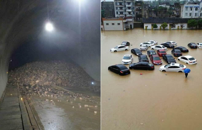 重庆巫溪县遭特大暴雨 道路中断成孤岛