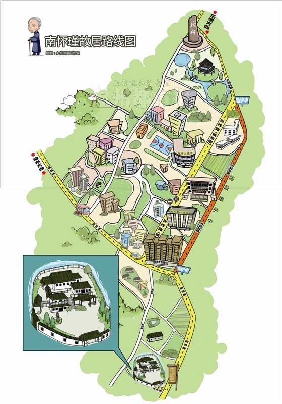 乐清翁垟街道推手绘萌地图 来南怀瑾故里吃喝