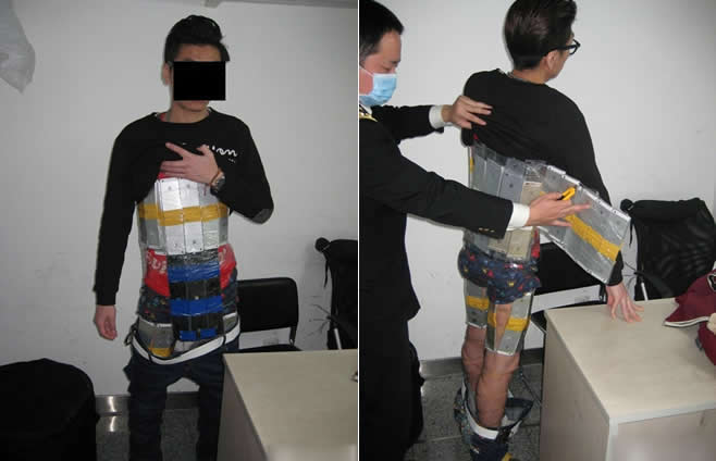 香港男子身绑94部iPhone入境被海关查获