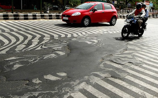 印度高温致超1100人死亡 首都一道路融化(图)