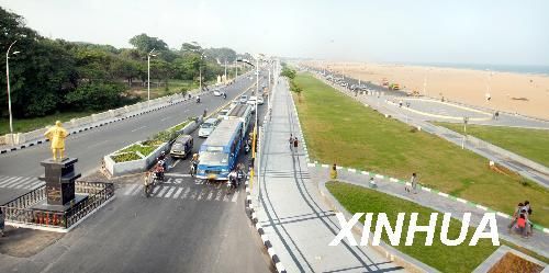 印度金奈海滩完成修复(1)(图),海滩 印度 玛丽娜