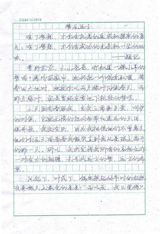 重庆受助儿童作文--《梦在远方》