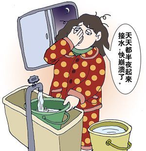 闹钟响凌晨接水图