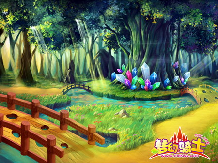 绿色山谷中的激流瀑布