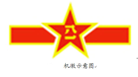 (三)机徽   歼-10表演机的机徽与空军军机机徽相同,为军徽两边衬一镶