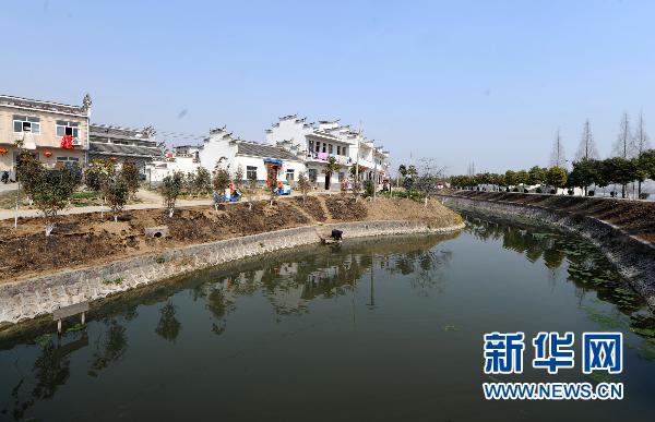 实现环境卫生一体化后面貌一新的包河区大圩镇沈福村(3月10日摄.