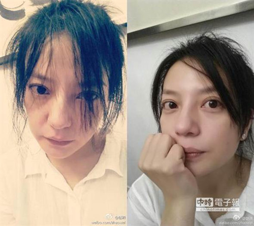 赵薇晒素颜照头发凌乱自嘲有“女神经气质”(图)