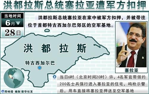 洪都拉斯总统遭军方扣押被带往空军基地图