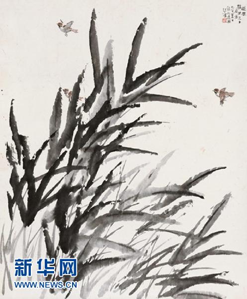 以336万元成交的拍品徐悲鸿作品《逆风》(8月4日摄).